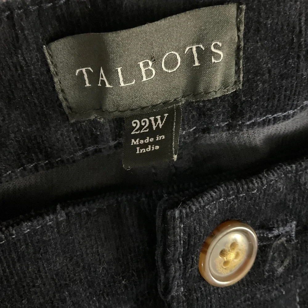 Talbots Dark Blue‎ Corduroy Cropped 5-Pocket Chinos 22W